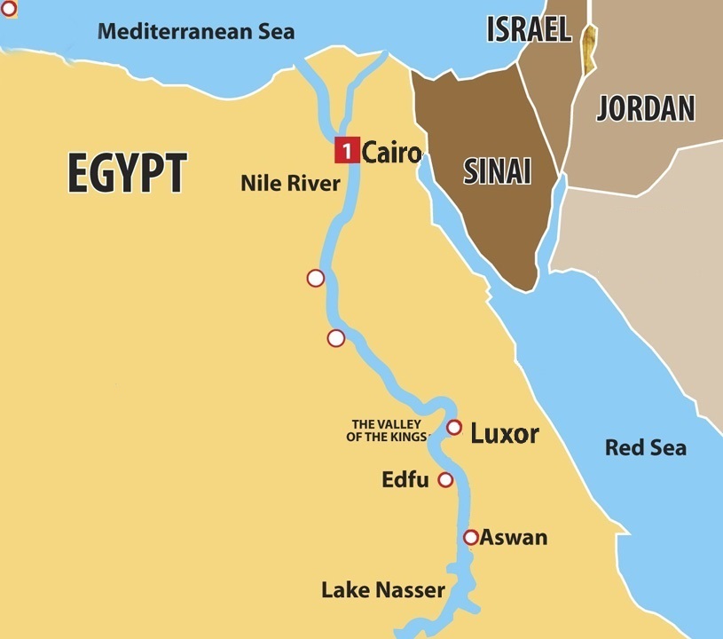 4 Dias de Cruzeiro do Nilo de Luxor a Aswan Mapa