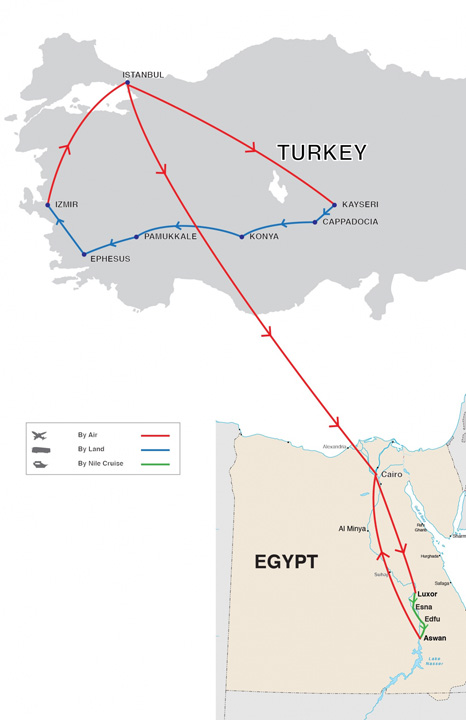Exploração da Turquia e Egito Mapa